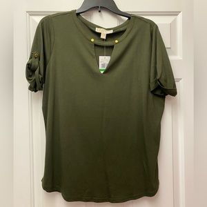NWT Michael Kors olive green short sleeve shirt